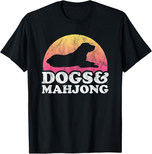 Dogs and Mahjong Men's or Women's Dog T-Shirt - T-Shirt | Black