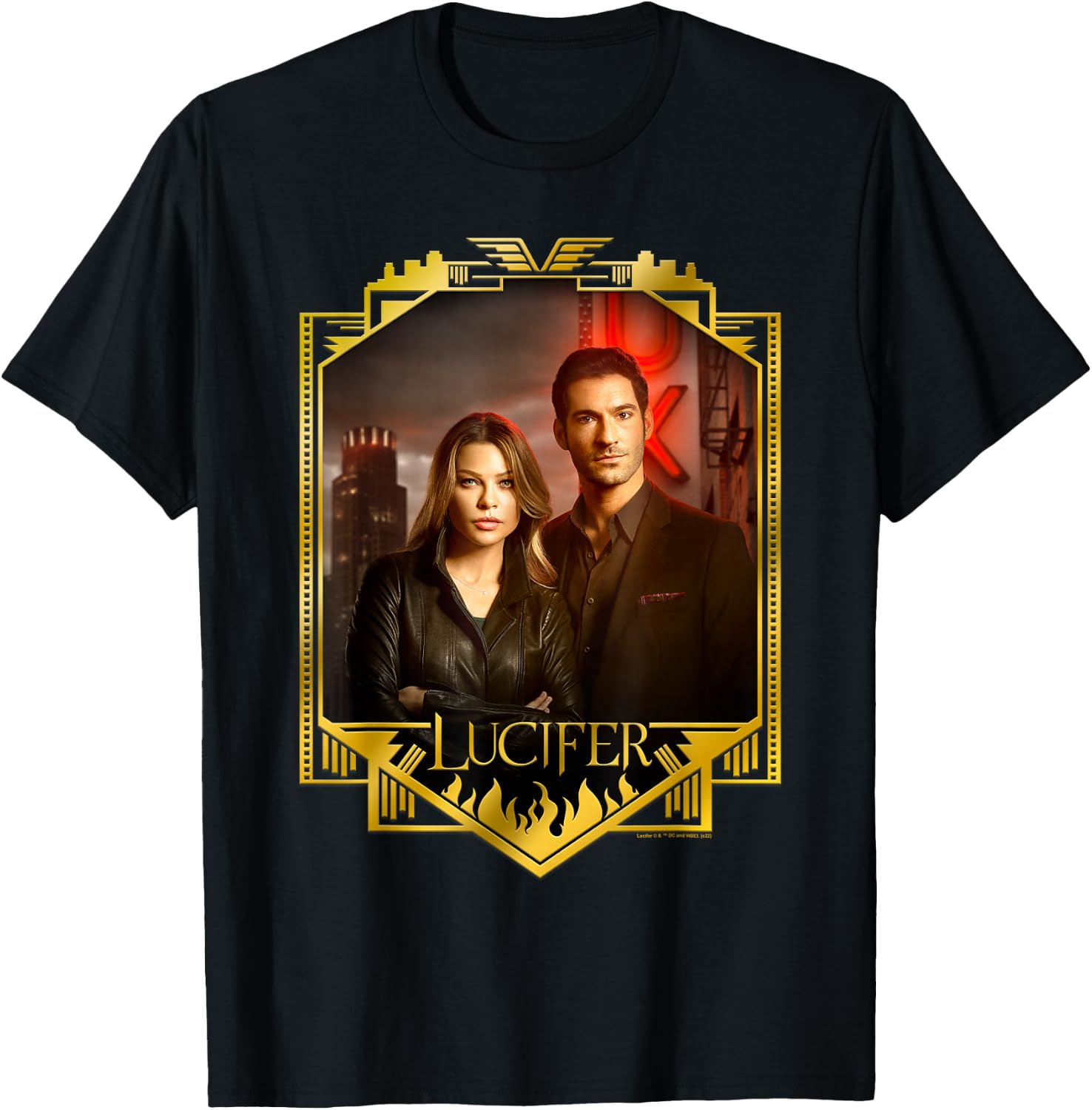 Lucifer Morningstar And Detective Decker T-Shirt - T-Shirt | Black