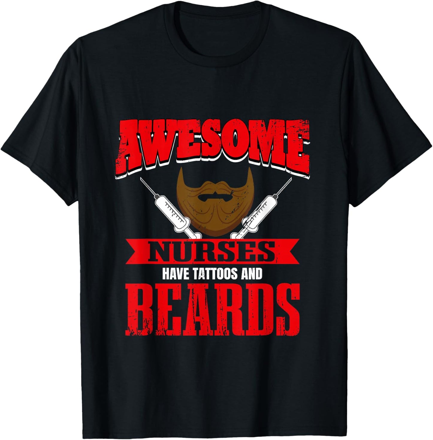 Funny Male Nurse Tattoos And Beards Murse Hospital T-Shirt - T-Shirt | Black