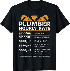 Funny plumber hourly rate T-Shirt - T-Shirt | Black