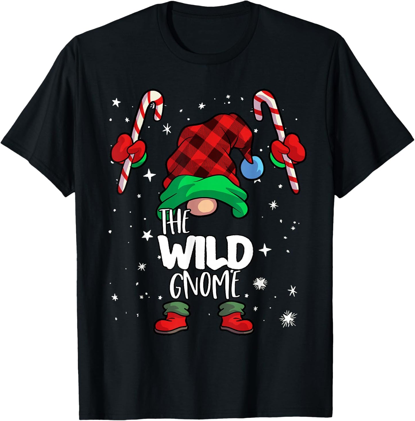 Wild Gnome Red Buffalo Plaid Matching Family Christmas T-Shirt - T-Shirt | Black