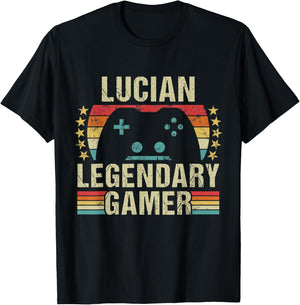 Lucian Gamer Retro Gaming Vintage Game Personalized 70s T-Shirt - T-Shirt | Black