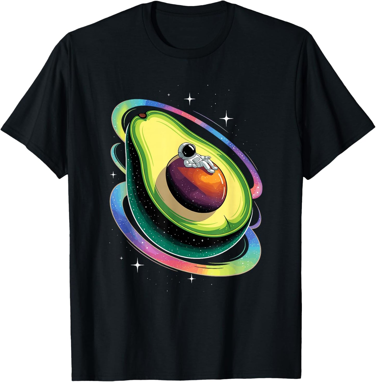 Astronaut Space Avocado Planet Stars Galaxy Avocados T-Shirt - T-Shirt | Black