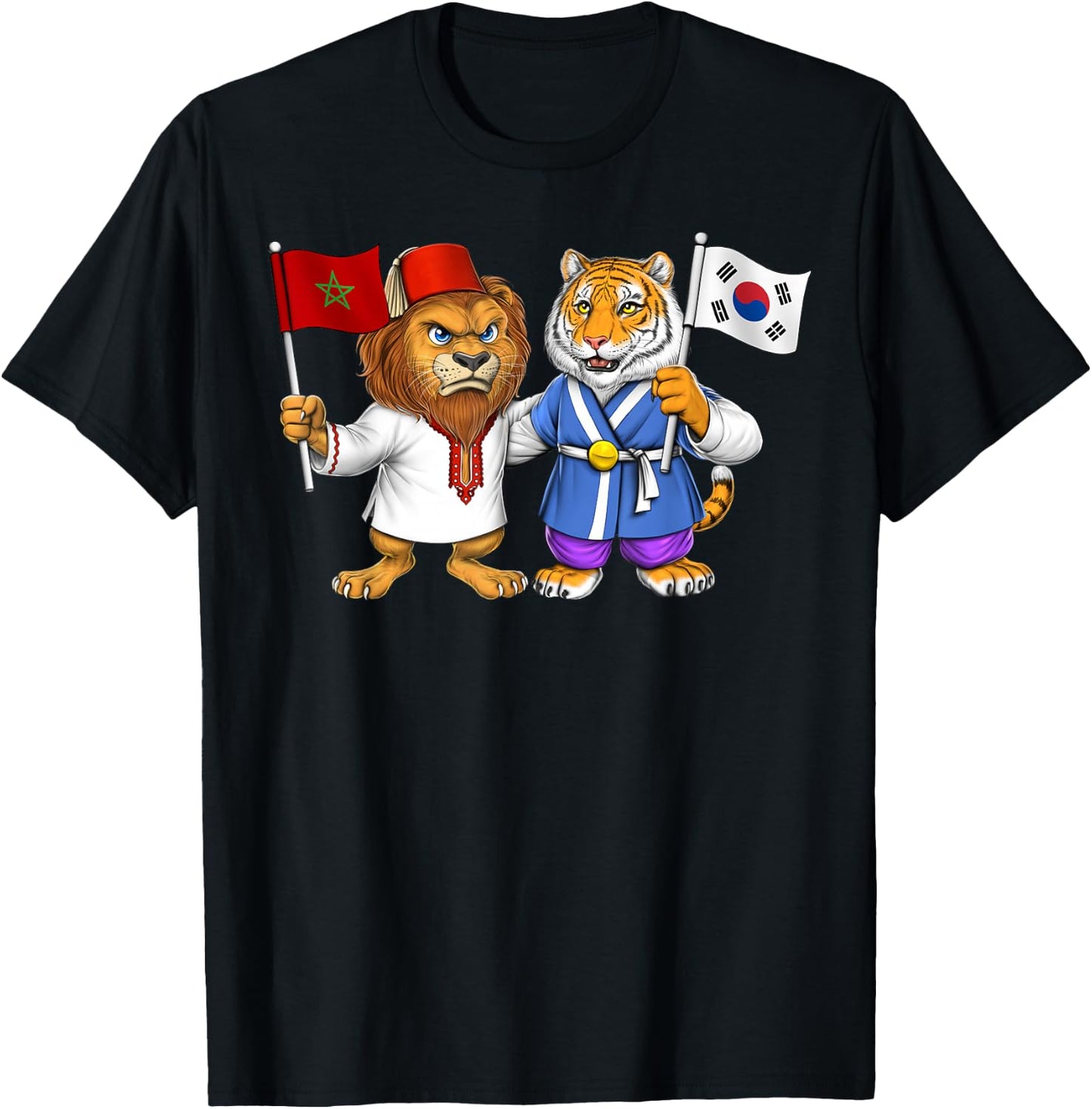 Morocco South Korea Flag Moroccan Roots Proud South Korean T-Shirt - T-Shirt | Black
