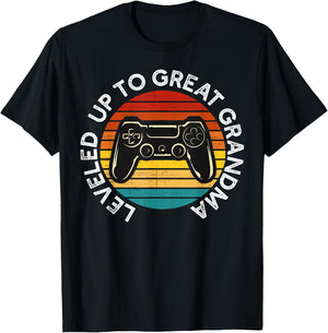 Leveled up to Great Grandma | Video Gamer Great Grandmother T-Shirt - T-Shirt | Black