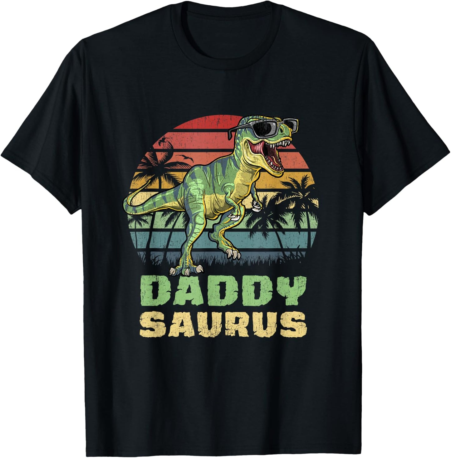 Daddysaurus T Rex Dinosaur Daddy Saurus Family Matching T-Shirt - T-Shirt | Black