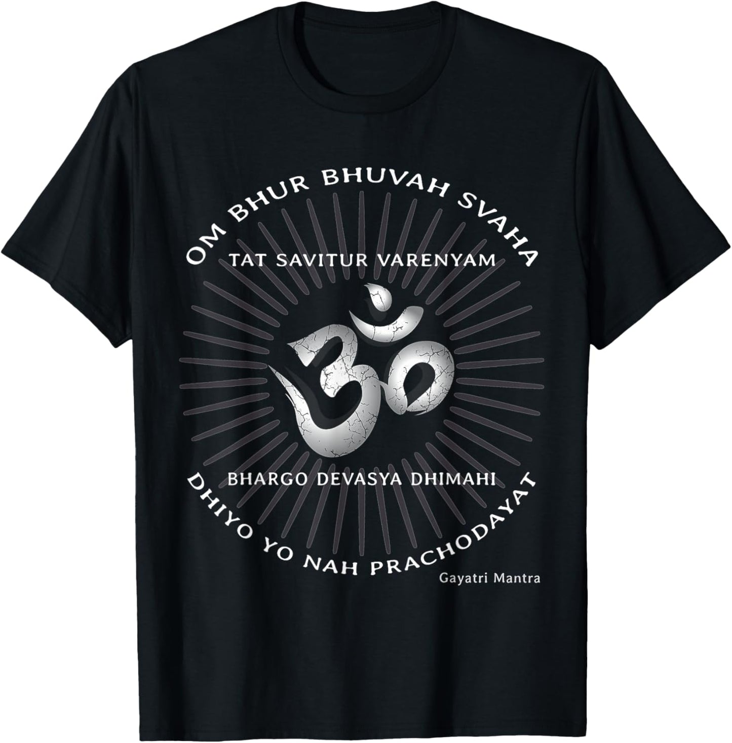 Gayatri Mantra Shirt Om Symbol Spiritual Indian Sanskrit T-Shirt - T-Shirt | Black