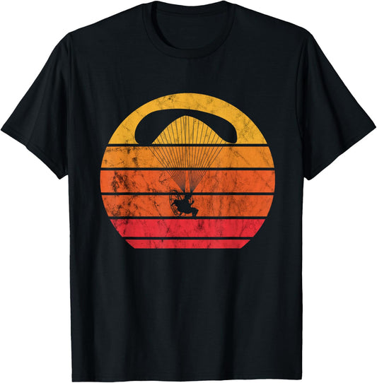 Paramotor Pilot Vintage Sunset Paramotoring Paramotor T-Shirt - T-Shirt | Black