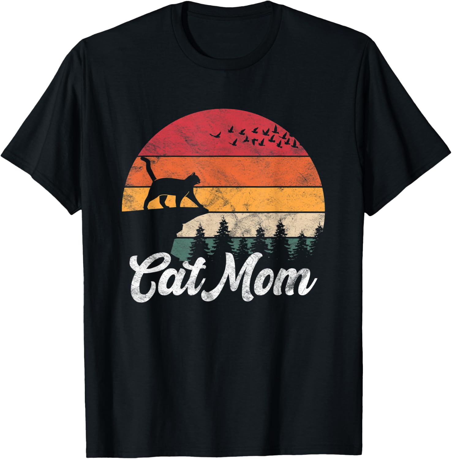 Cat Mom Retro Cat Lover Mom T-Shirt - T-Shirt | Black