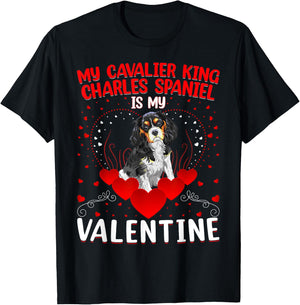 Dog Lover My Cavalier King Charles Spaniel Is My Valentine Men Women Girls Kids T-Shirt - T-Shirt | Black