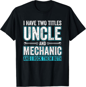 Uncle and Mechanic Funny Garage Fixing Cars Uncle T-Shirt - T-Shirt | Black
