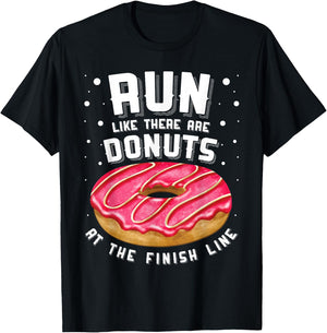Funny Running Marathon Squad Donut Lover Donut Finish Line T-Shirt - T-Shirt | Black