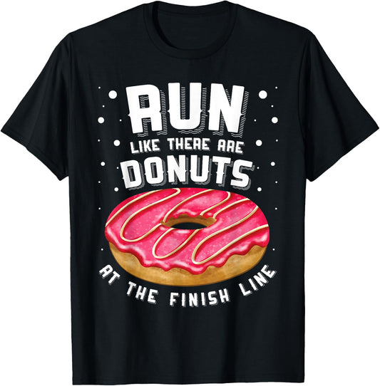 Funny Running Marathon Squad Donut Lover Donut Finish Line T-Shirt - T-Shirt | Black