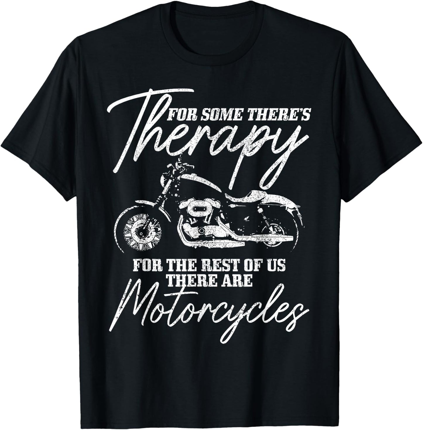 Biker Therapy Vintage Motorcycle Funny Biker T-Shirt - T-Shirt | Black