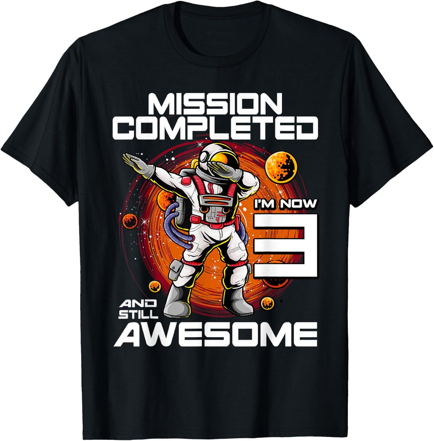 3rd Birthday Astronaut 3 Years Old Outer Space Birthday T-Shirt - T-Shirt | Black