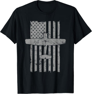 C-150 Airplane Vintage Flag Private Pilot T-Shirt - T-Shirt | Black