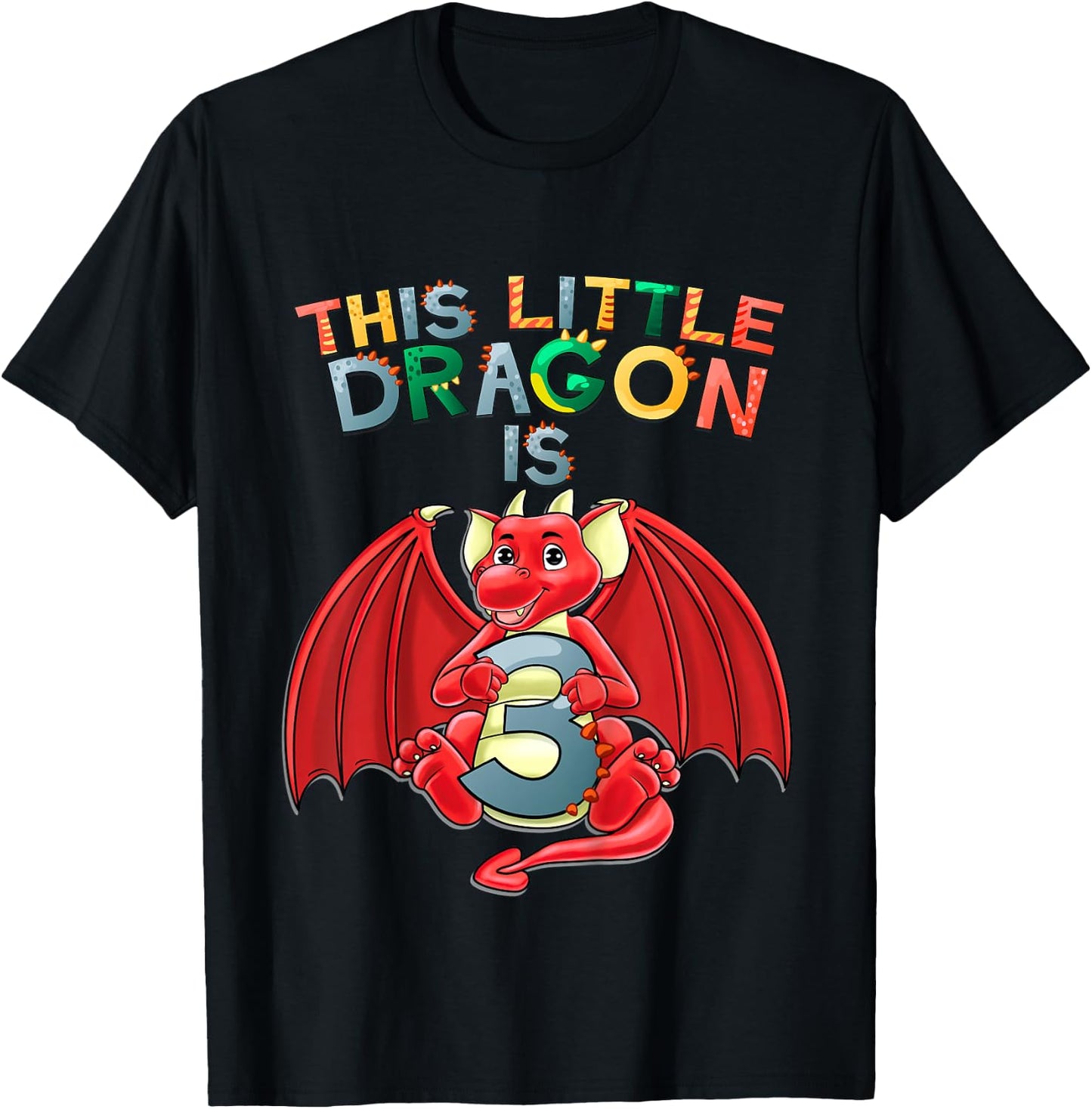 Kids This Little Dragon Is 3 Dragon 3rd Birthday 3 Year Old Boy T-Shirt - T-Shirt | Black