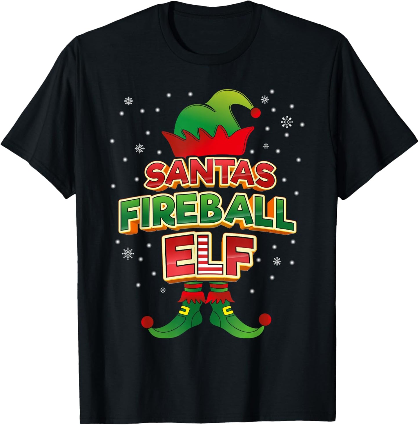 Fireball Elf Christmas Matching Costumes X-Mas T-Shirt - T-Shirt | Black