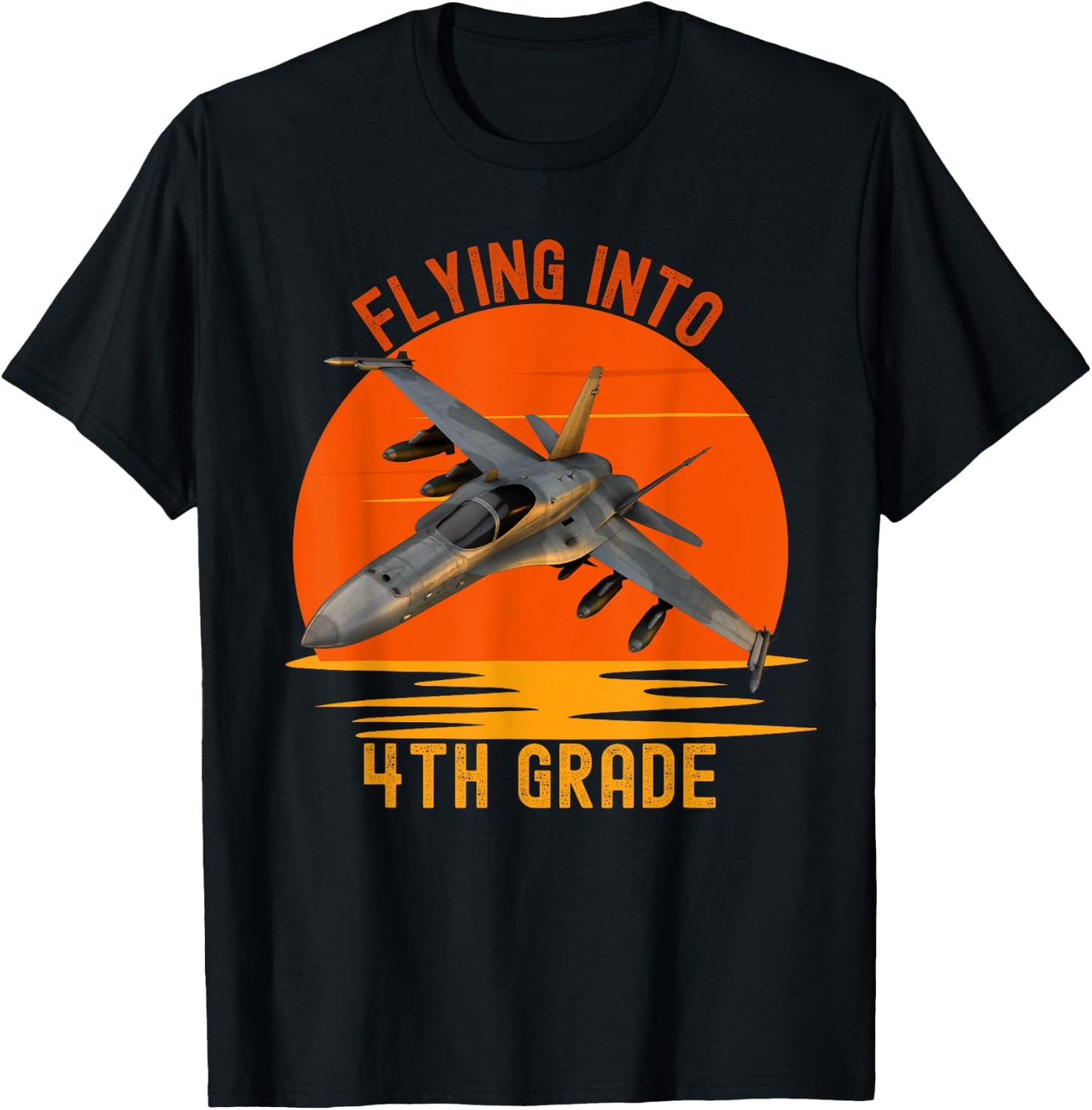 Flying Into 4th Grade Boys Back To School Jet Graphic T-Shirt - T-Shirt | Black