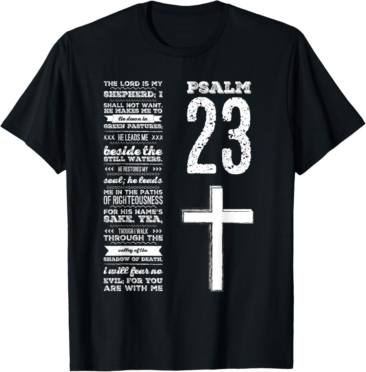 Christian Scripture Psalm 23 Youth Group Pastor Faith T-Shirt - T-Shirt | Black