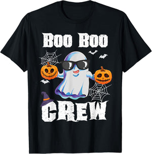 Boo Boo Crew Ghost Nurse Retro Halloween Custome Nursing RN T-Shirt - T-Shirt | Black