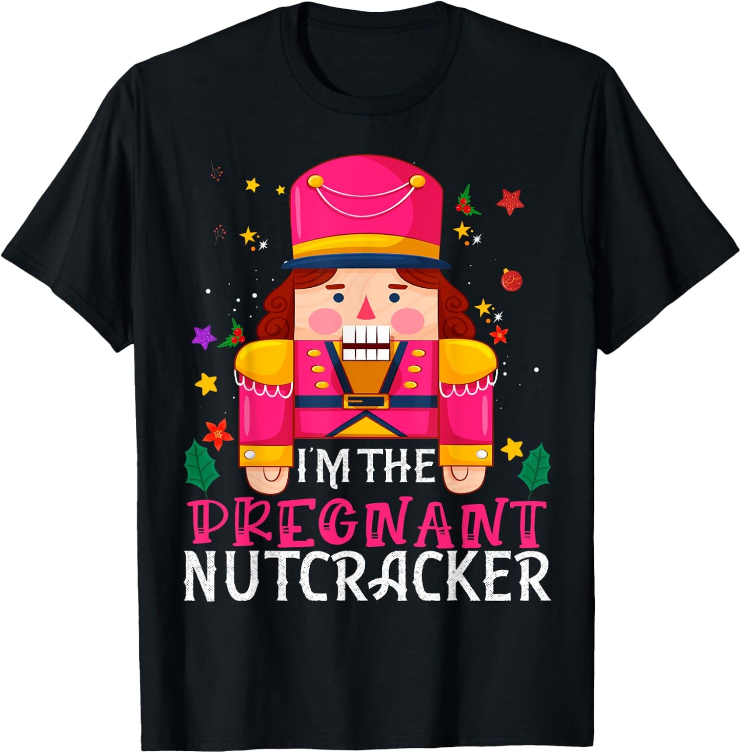 Pregnant Nutcracker Matching Family Group Christmas Party Pj T-Shirt - T-Shirt | Black