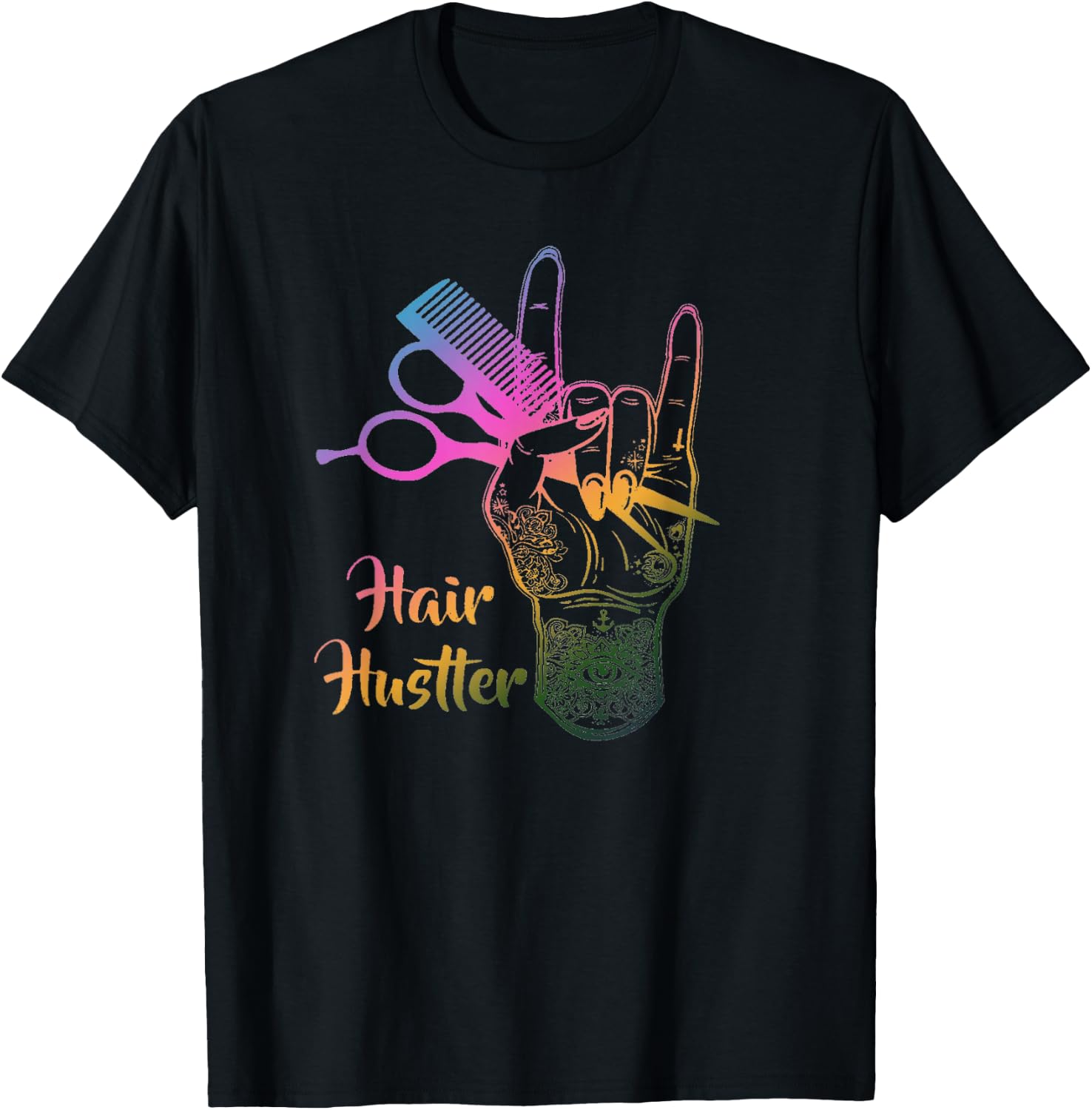 Hair Hustler Funny Hairstylist Barber Salon Stylist T-Shirt - T-Shirt | Black