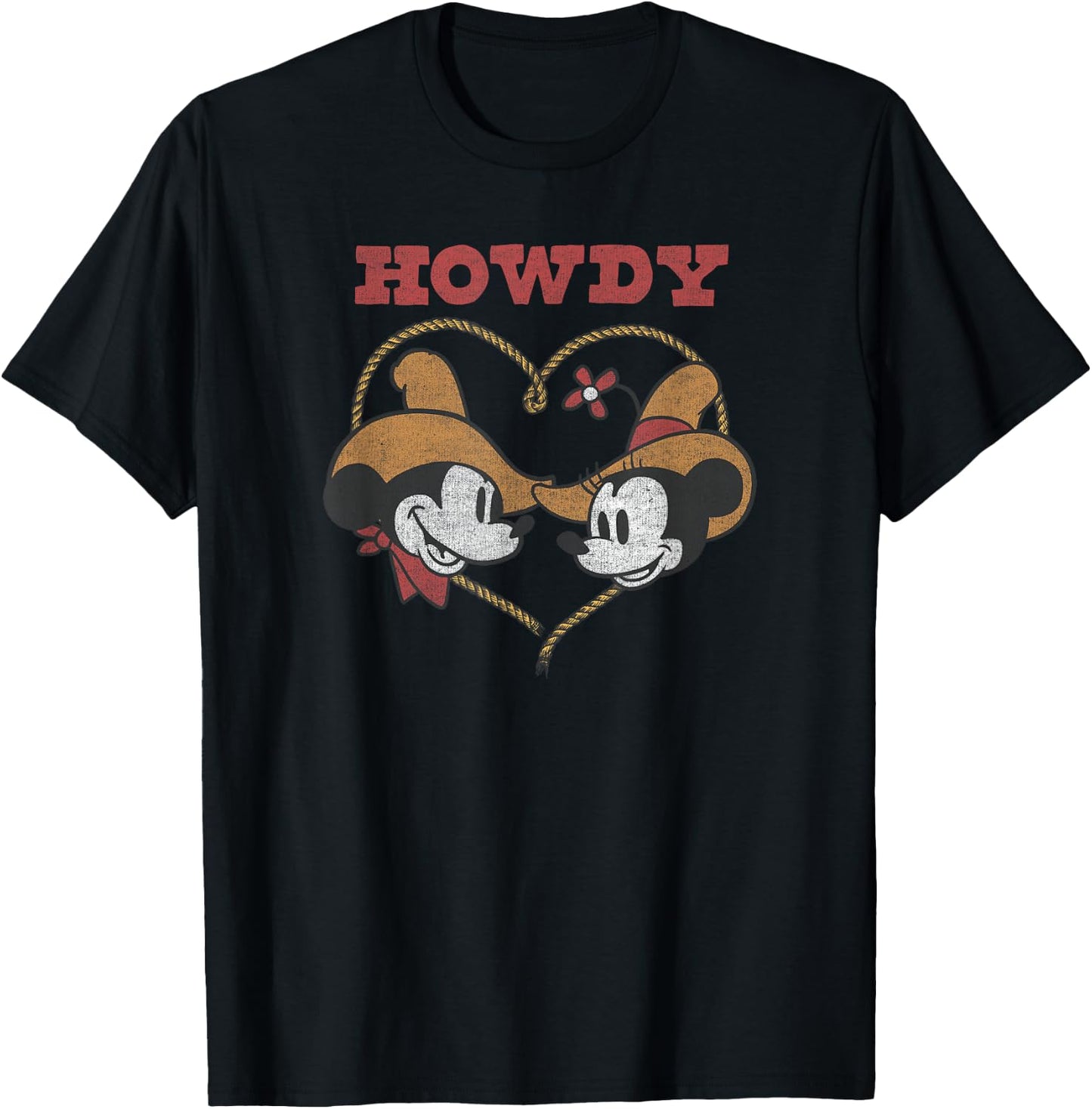 Disney Mickey Classic Mickey and Minnie Howdy Heart T-Shirt - T-Shirt | Black