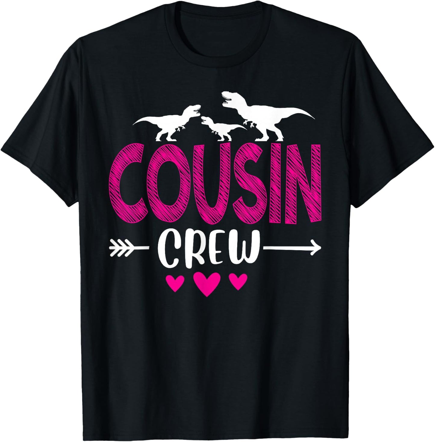 Cousin Crew Team Pink Kids Girls Bestie Dinosaur Cousin Dino T-Shirt - T-Shirt | Black