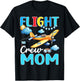 Flight Crew Mom Birthday Squad Airplane Matching Family T-Shirt - T-Shirt | Black