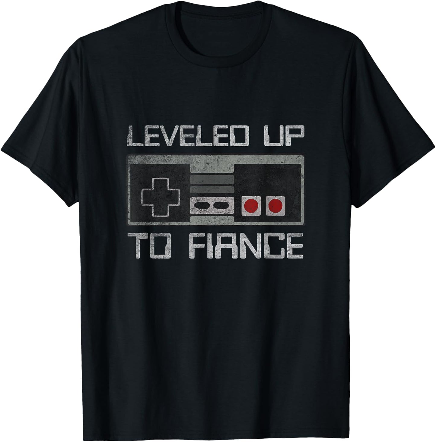 Leveled up to Fiance Newly Engaged Just Engaged Couple T-Shirt - T-Shirt | Black