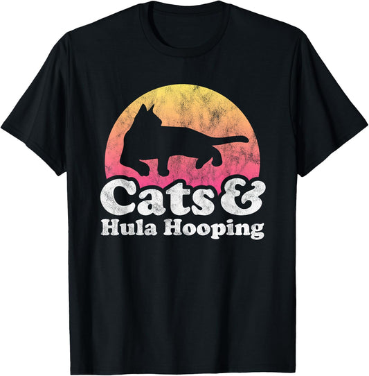 Cats and Hula Hooping Men's or Women's Cat and Hula Hoop T-Shirt - T-Shirt | Black