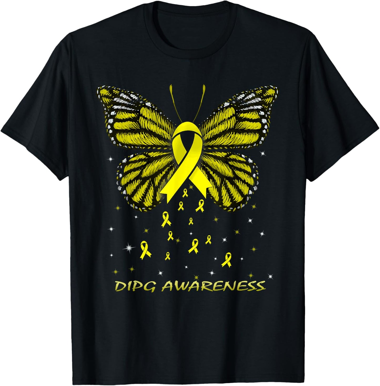DIPG Awareness Butterfly T-Shirt - T-Shirt | Black