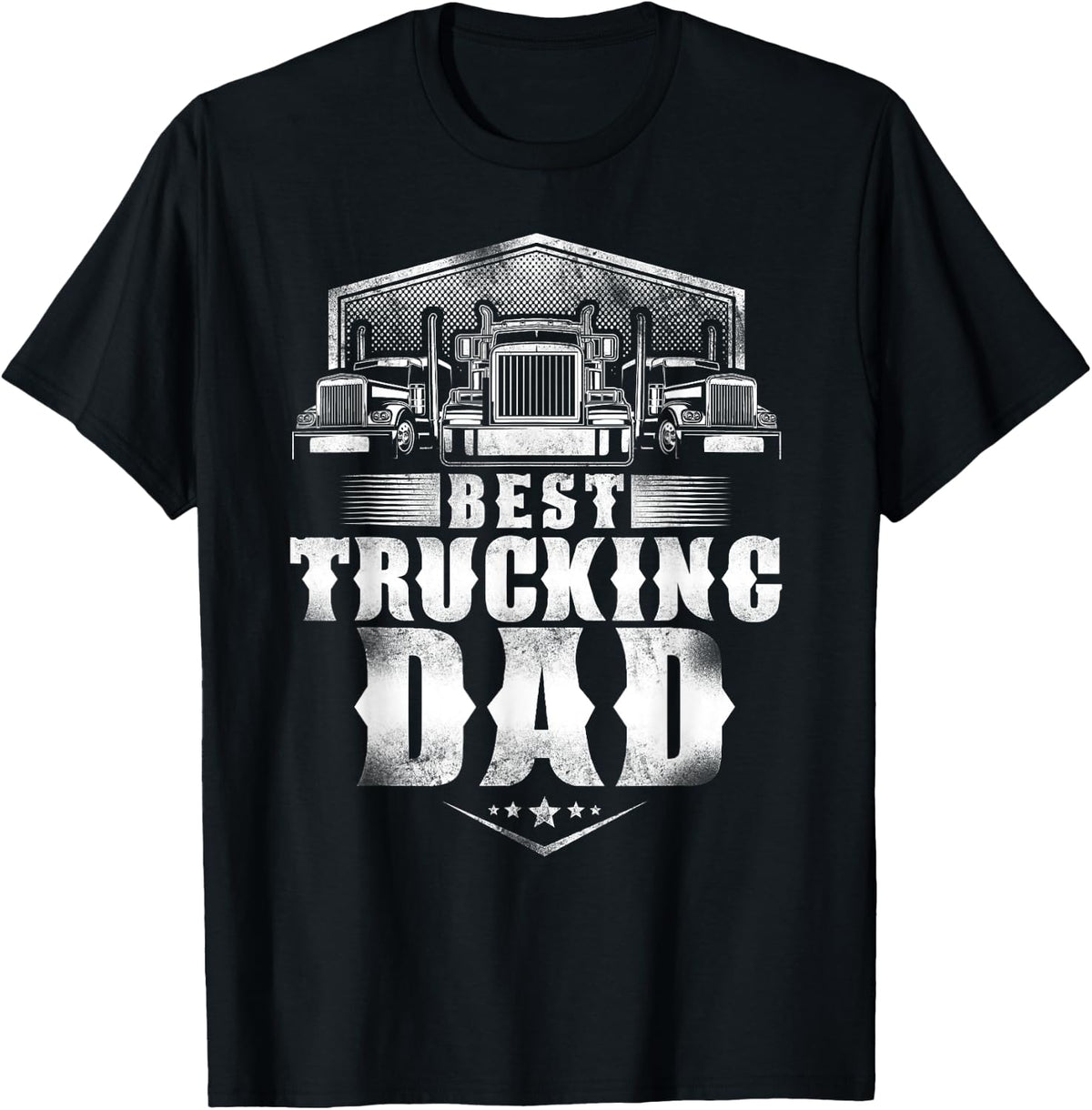Trucker Truck Driver Dad Father Vintage Best Trucking Dad T-Shirt - T-Shirt | Black
