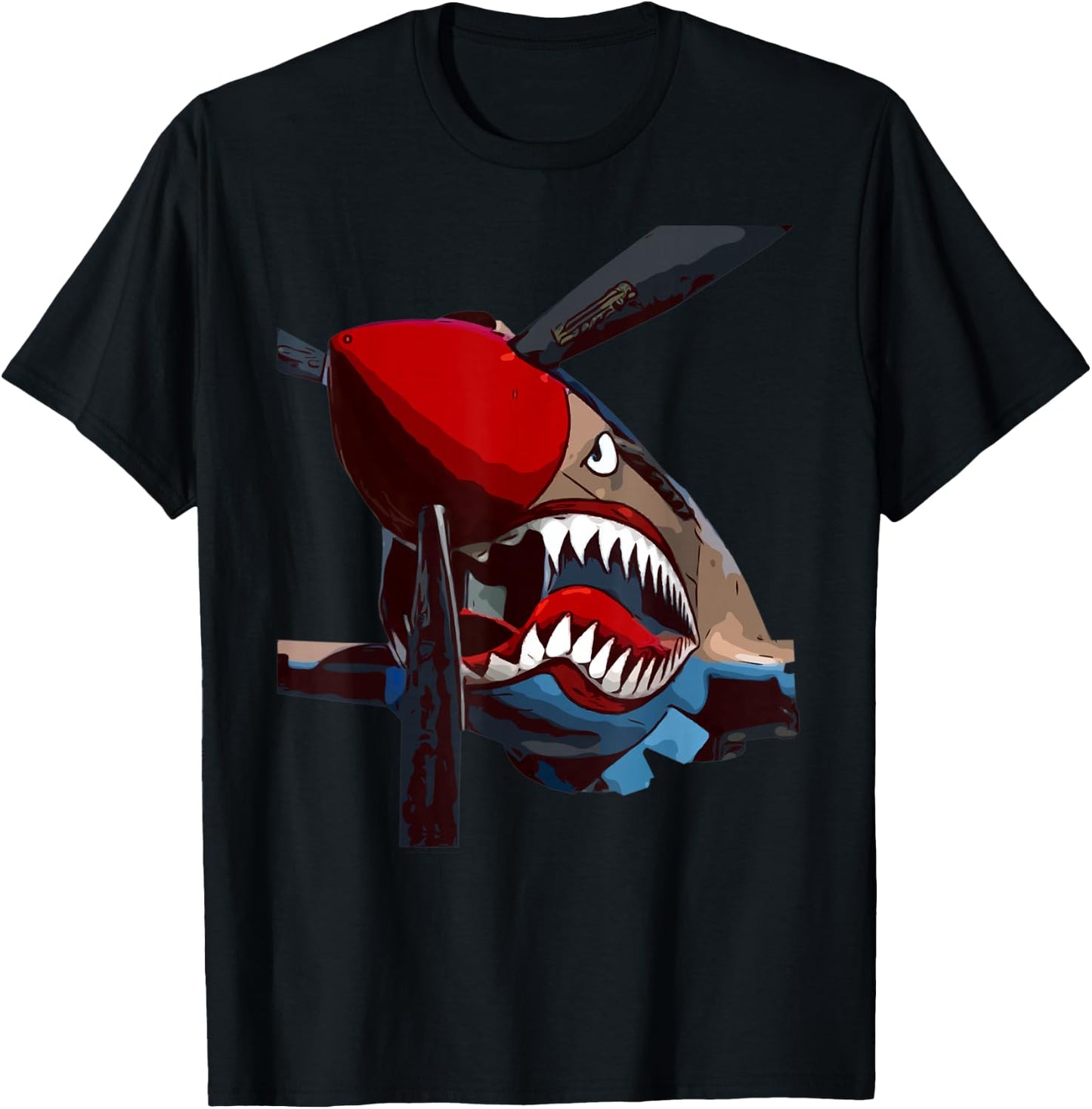 P-40 Warhawk Fighter Aircraft WW2 Airplane Military T-Shirt - T-Shirt | Black