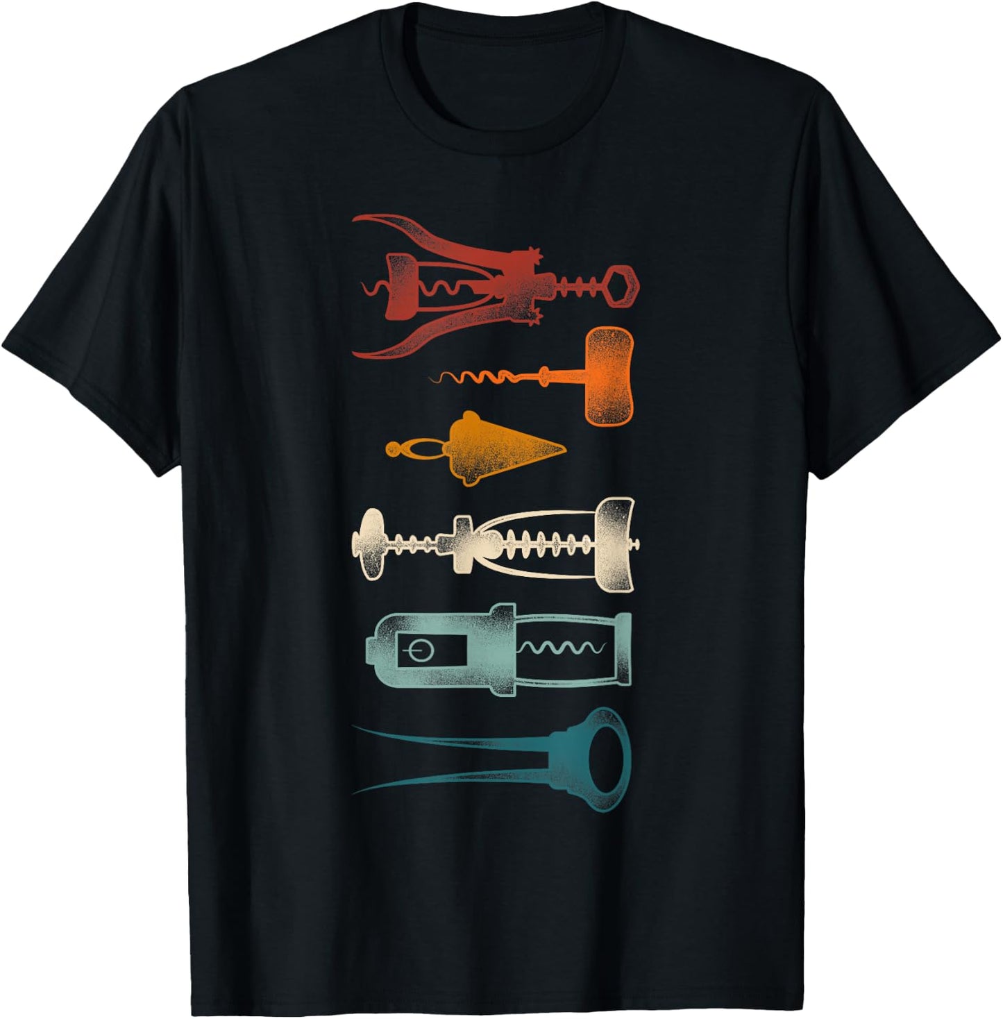 Sommelier Wine Drinking Tasting Retro Corkscrew Wine Opener T-Shirt - T-Shirt | Black