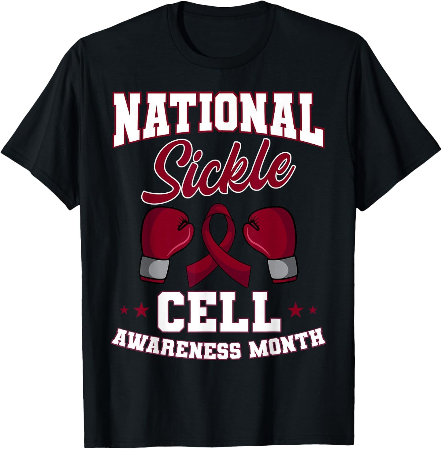 Sickle Cell Disease SCD Warrior Burgundy Awareness Ribbon T-Shirt - T-Shirt | Black
