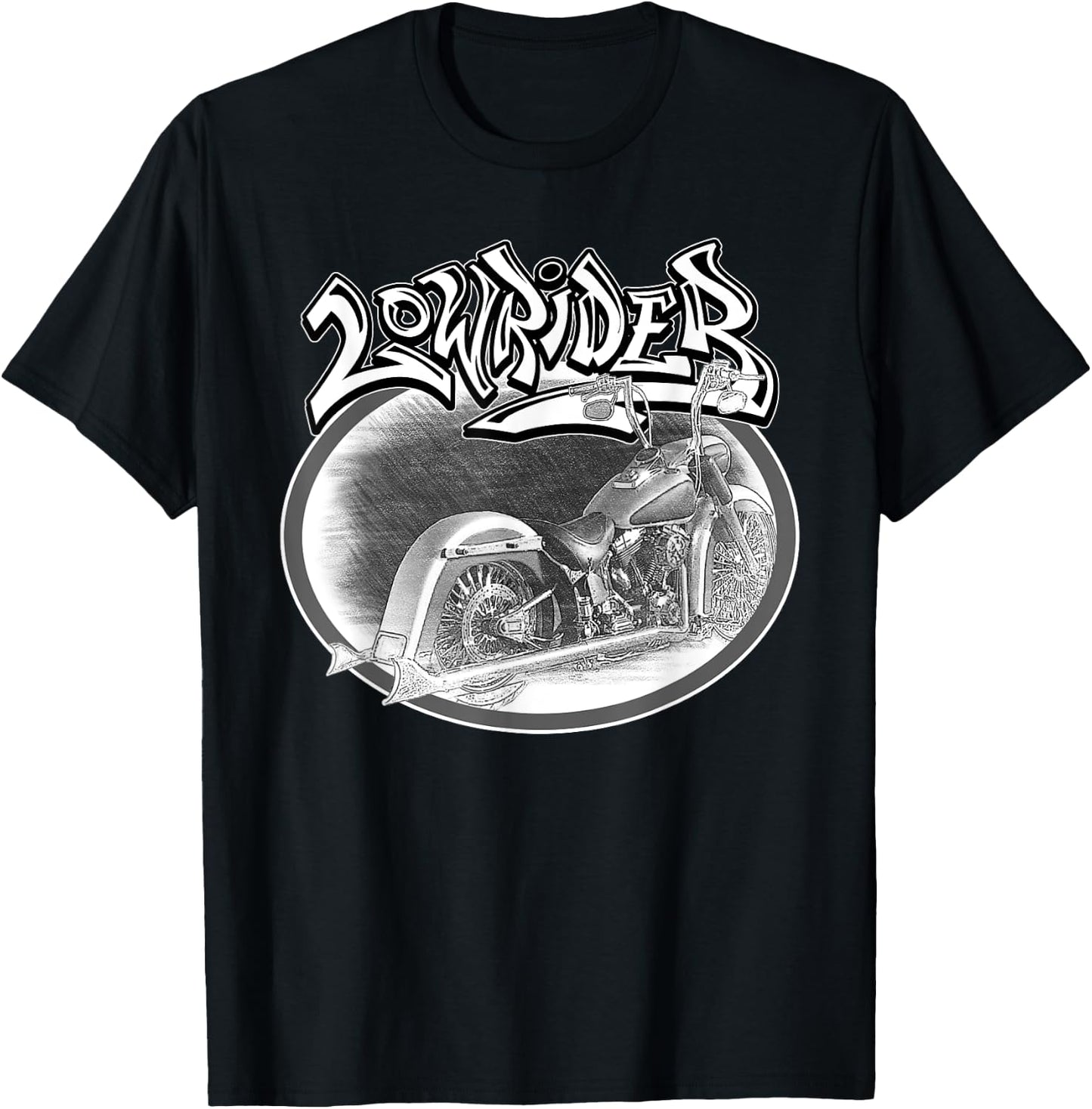 Chicano Biker. Latino Vicla Cholo Motorcycles, Lowrider T-Shirt - T-Shirt | Black