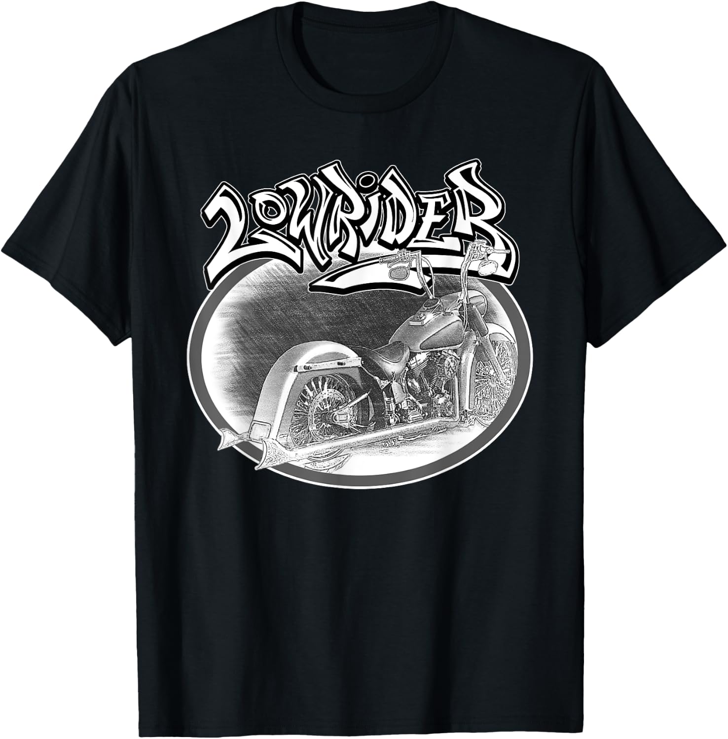 Chicano Biker. Latino Vicla Cholo Motorcycles, Lowrider T-Shirt - T-Shirt | Black