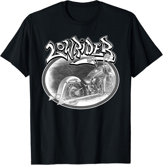 Chicano Biker. Latino Vicla Cholo Motorcycles, Lowrider T-Shirt - T-Shirt | Black