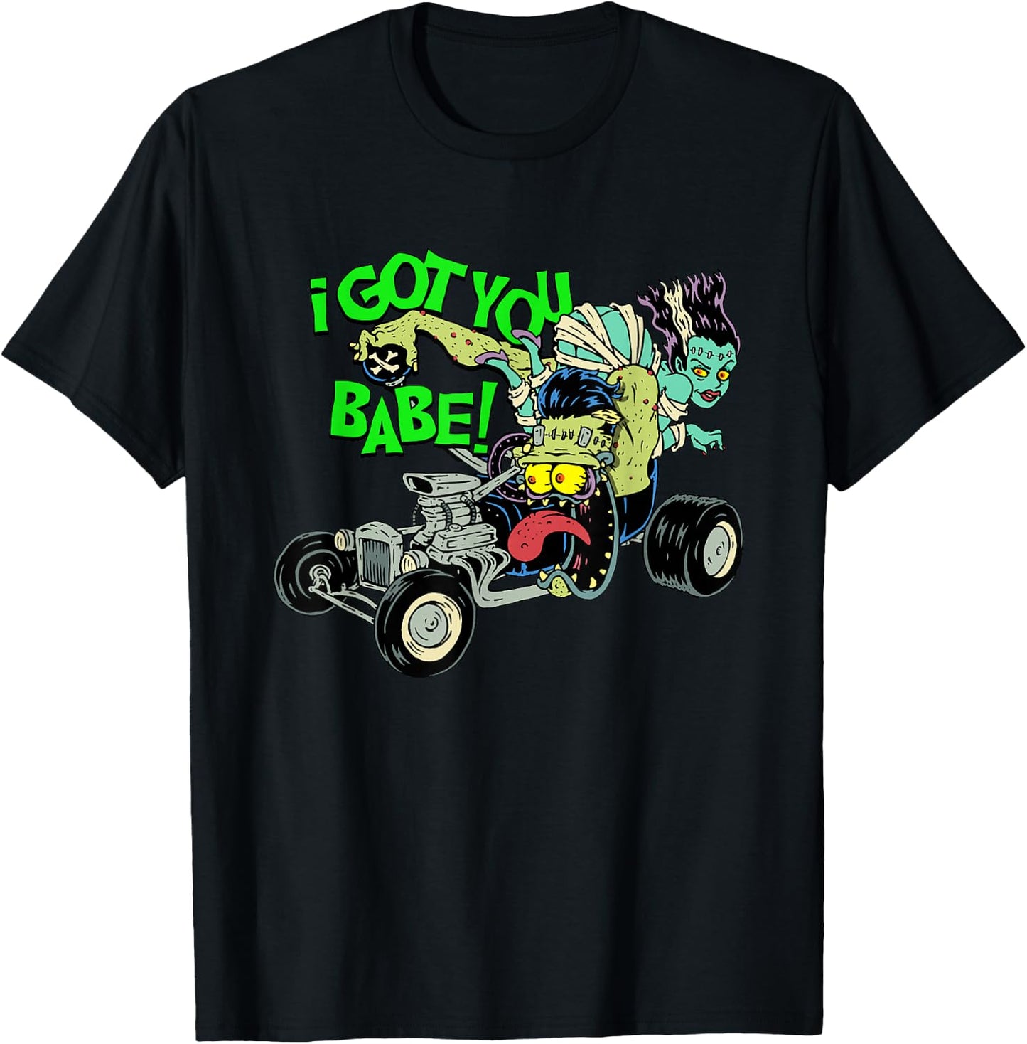 Hot Rod Gasser Frankenstein Monster Car Dragster Bride Mum T-Shirt - T-Shirt | Black