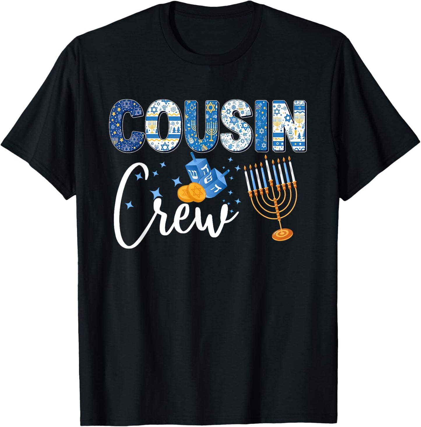 Hanukkah Cousin Crew Matching Family Christmas Pajamas Kids T-Shirt - T-Shirt | Black
