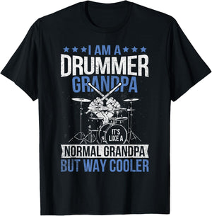 Drummer Grandpa Drum Enthusiast Grandfather Novelty T-Shirt - T-Shirt | Black