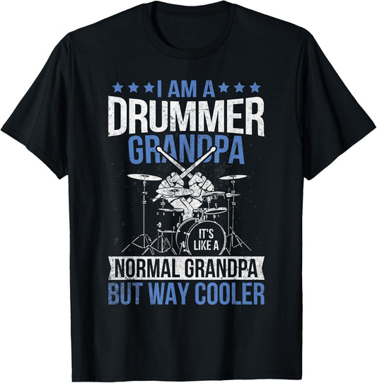 Drummer Grandpa Drum Enthusiast Grandfather Novelty T-Shirt - T-Shirt | Black