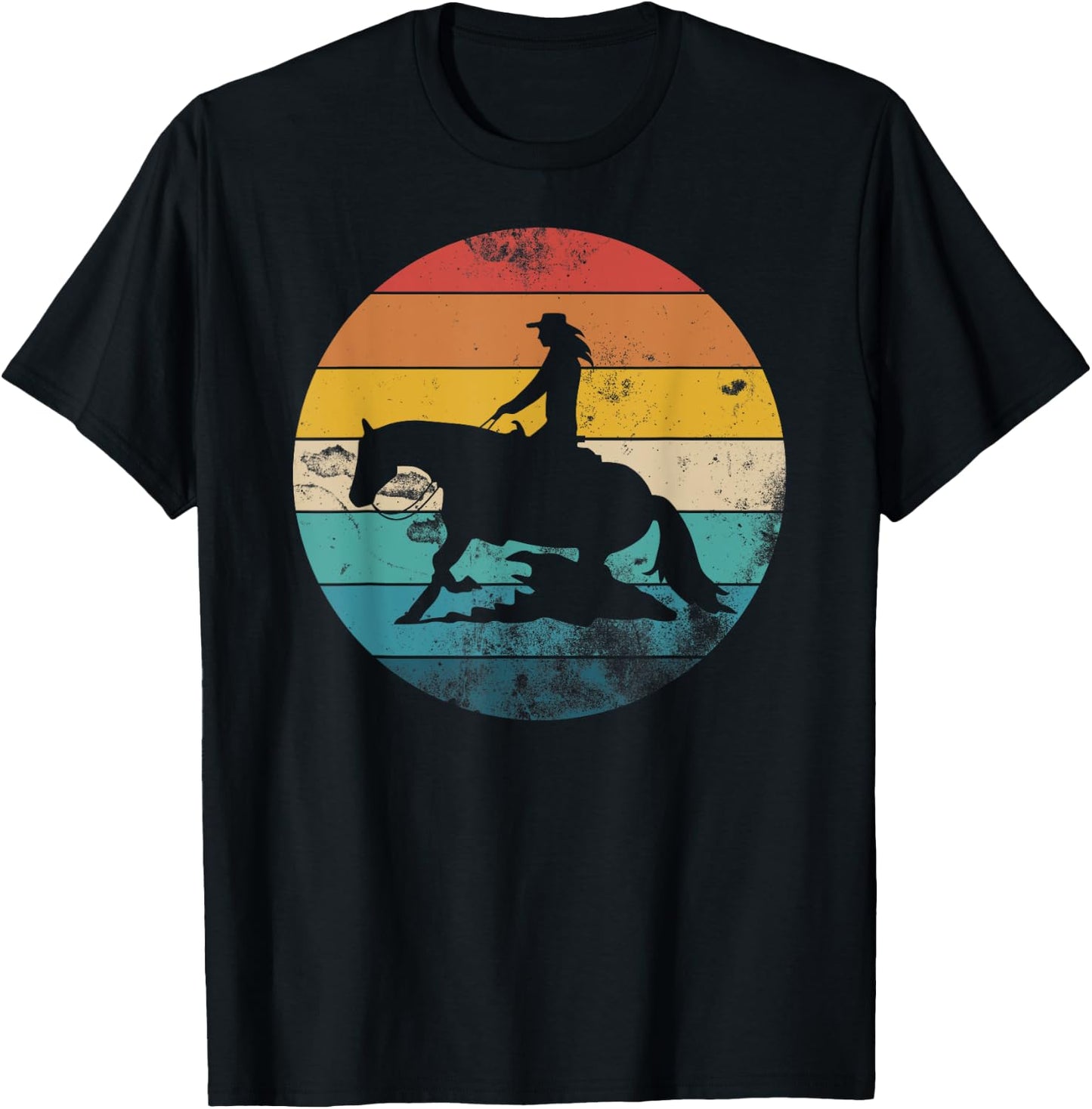Western Rider Reining Quarter Horse Sliding Stop T-Shirt - T-Shirt | Black