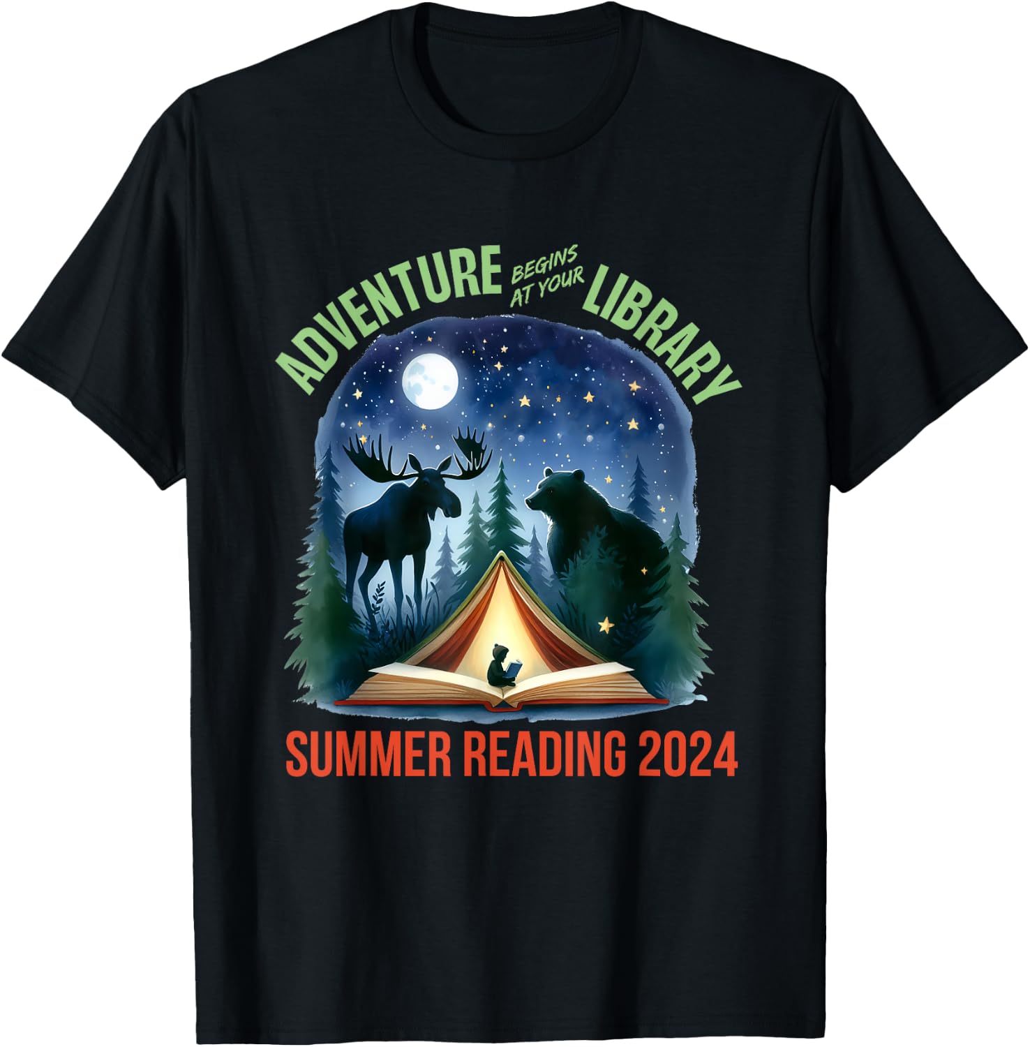 Summer Reading Program 2024 Adventure Begins At Your Library T-Shirt - T-Shirt | Black