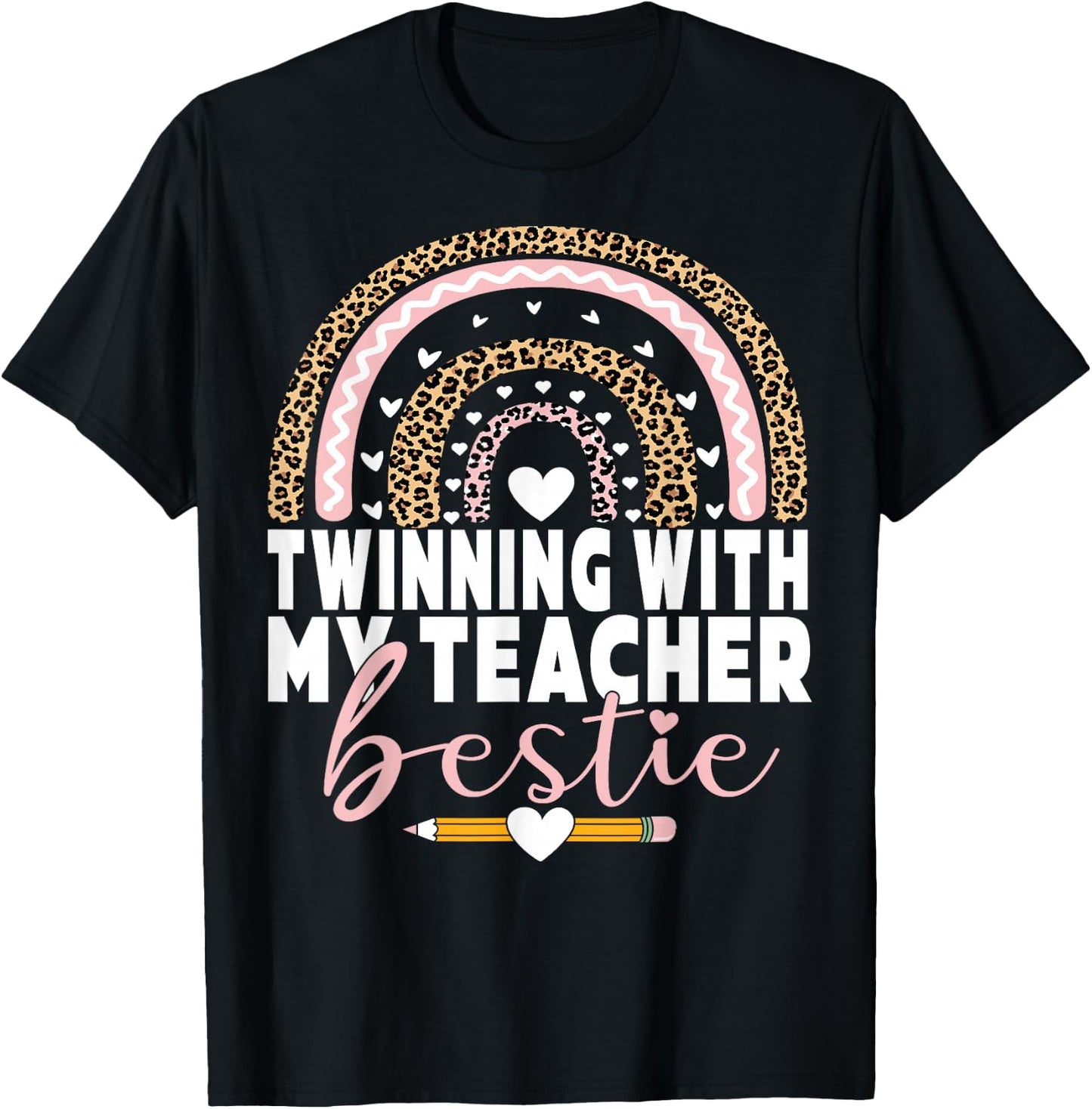 Twinning with my teacher bestie rainbow Matching teachers T-Shirt - T-Shirt | Black