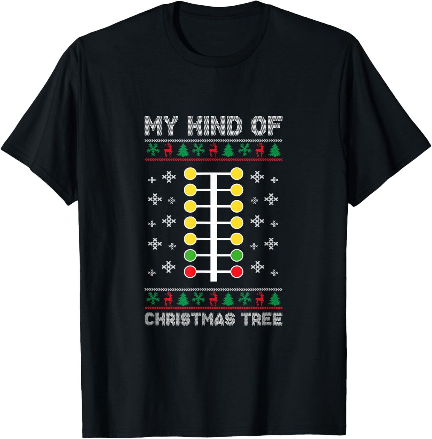 Drag Racing My Kind of Christmas Tree Drag Racer Xmas T-Shirt - T-Shirt | Black