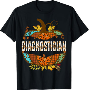 Diagnostician Thankful Grateful Blessed Fall Pumpkin autumn T-Shirt - T-Shirt | Black