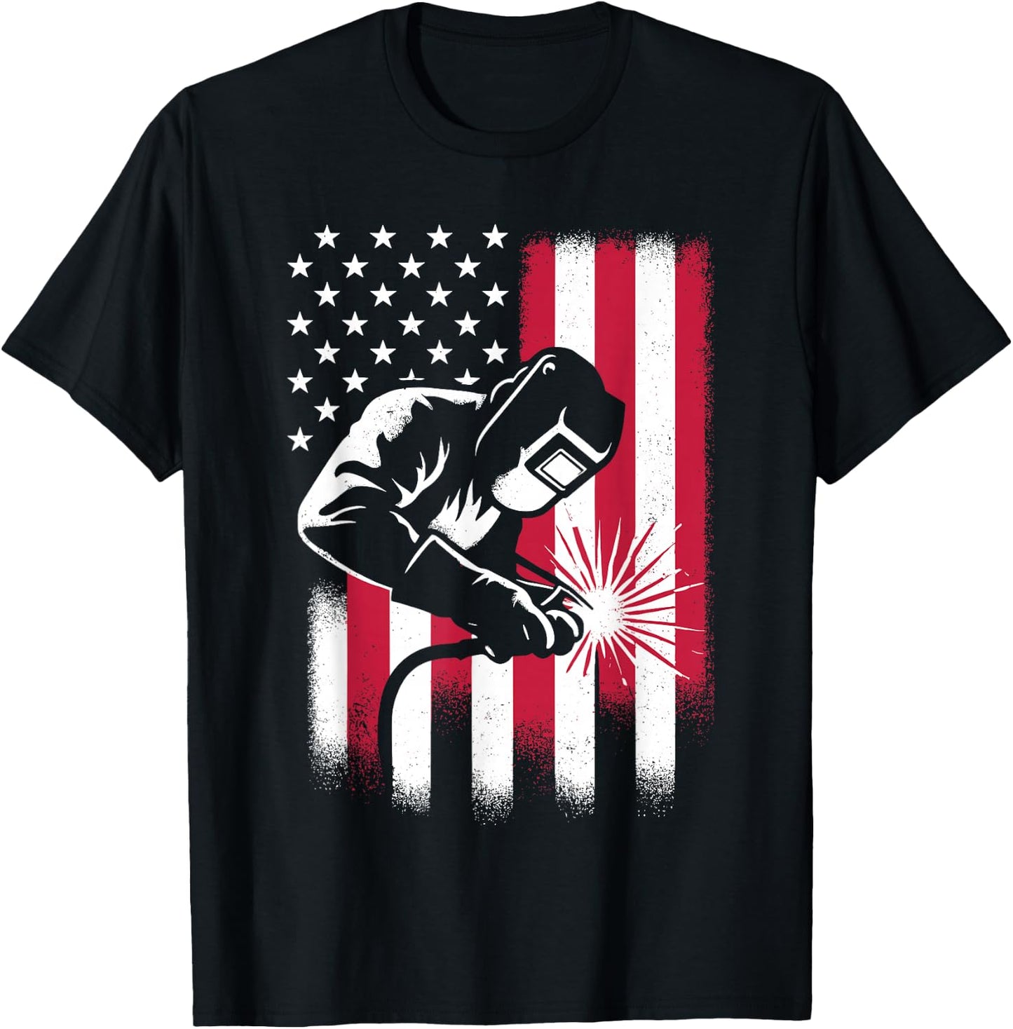 Welder USA American Flag Patriotic Welding T-Shirt - T-Shirt | Black